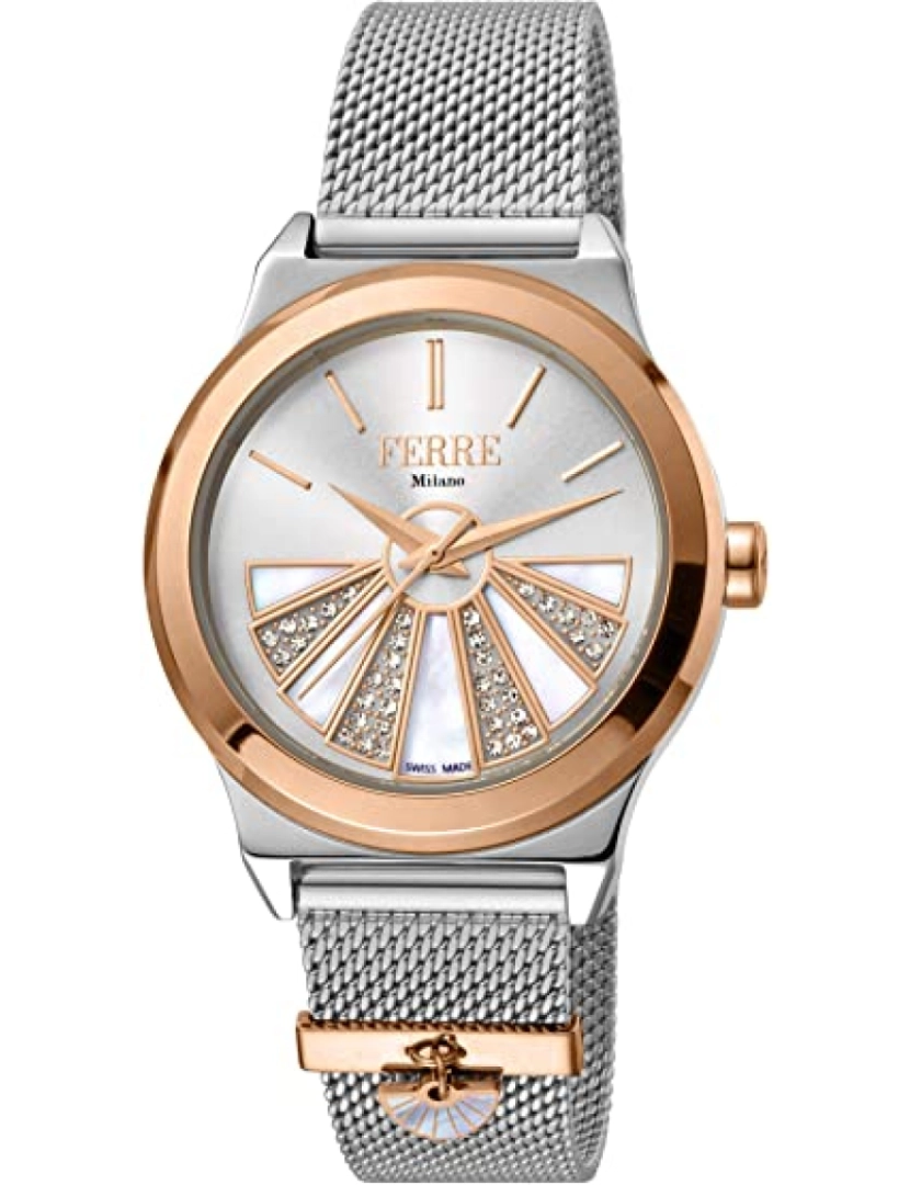 Ferrè Milano - Assista Ferrè Milano Fm1L125M0091 Chapa de aço inoxidável Cor: Metálico Dial prata Analog mulher