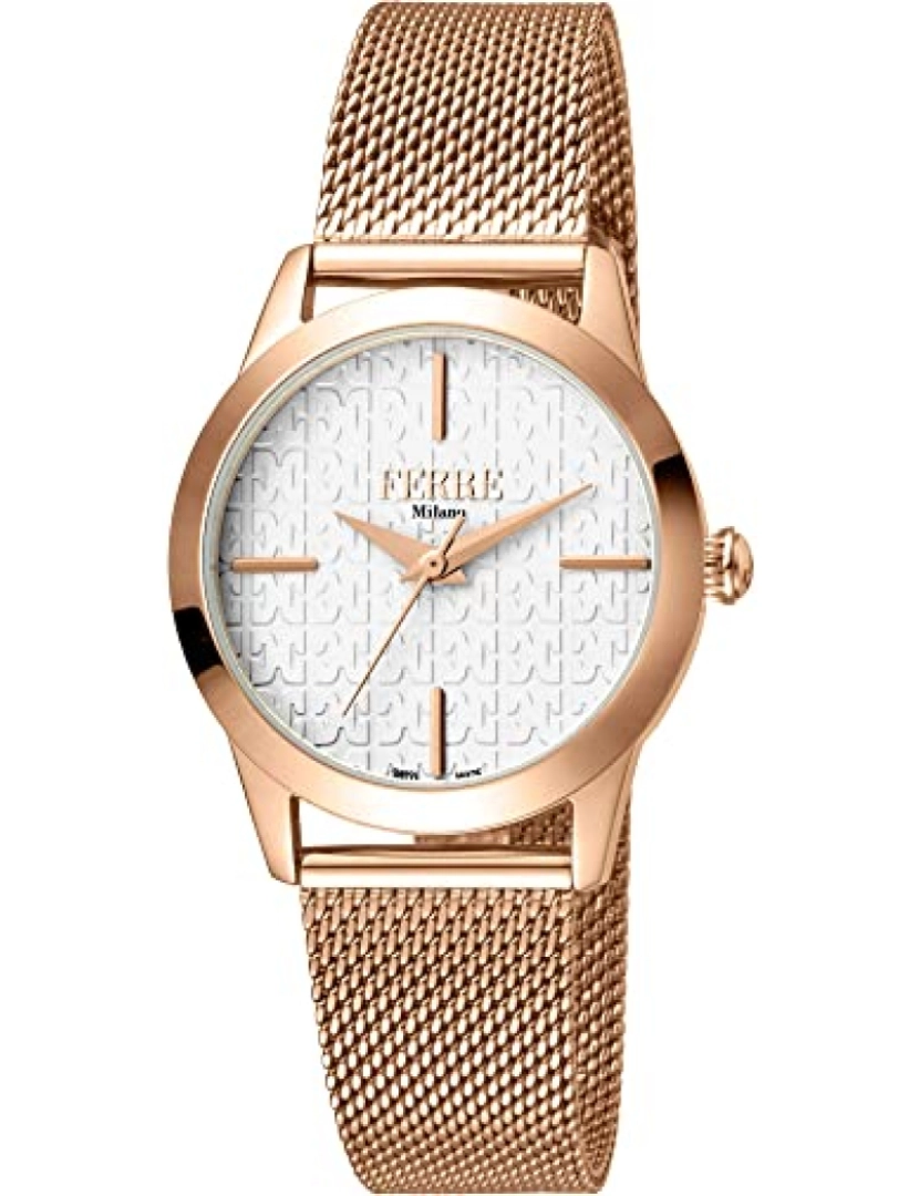 Ferrè Milano - Assista Ferrè Milano Fm1L126M0051 Chapa de aço inoxidável Cor: ouro rosa Dial prata Analog mulher