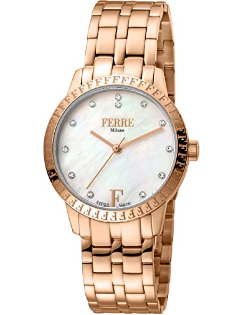 Ferrè Milano - Assista Ferrè Milano Fm1L128M0251 Chapa de aço inoxidável Cor: Rosa de Ouro Dial Analógico maternidade mulher