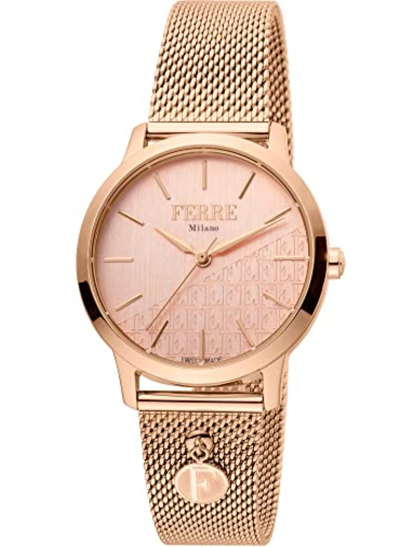 Ferrè Milano - Assista Ferrè Milano Fm1L152M0081 Chapa de aço inoxidável Cor: Ouro Rose Dial Ouro Analógico Mulher