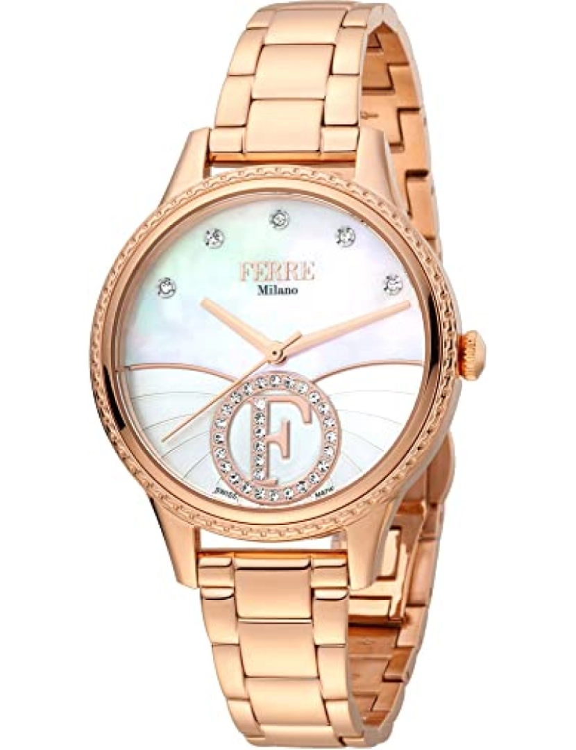 Ferrè Milano - Assista Ferrè Milano Fm1L167M0091 Chapa de aço inoxidável Cor: Rosa de Ouro Dial Analógico maternidade mulher