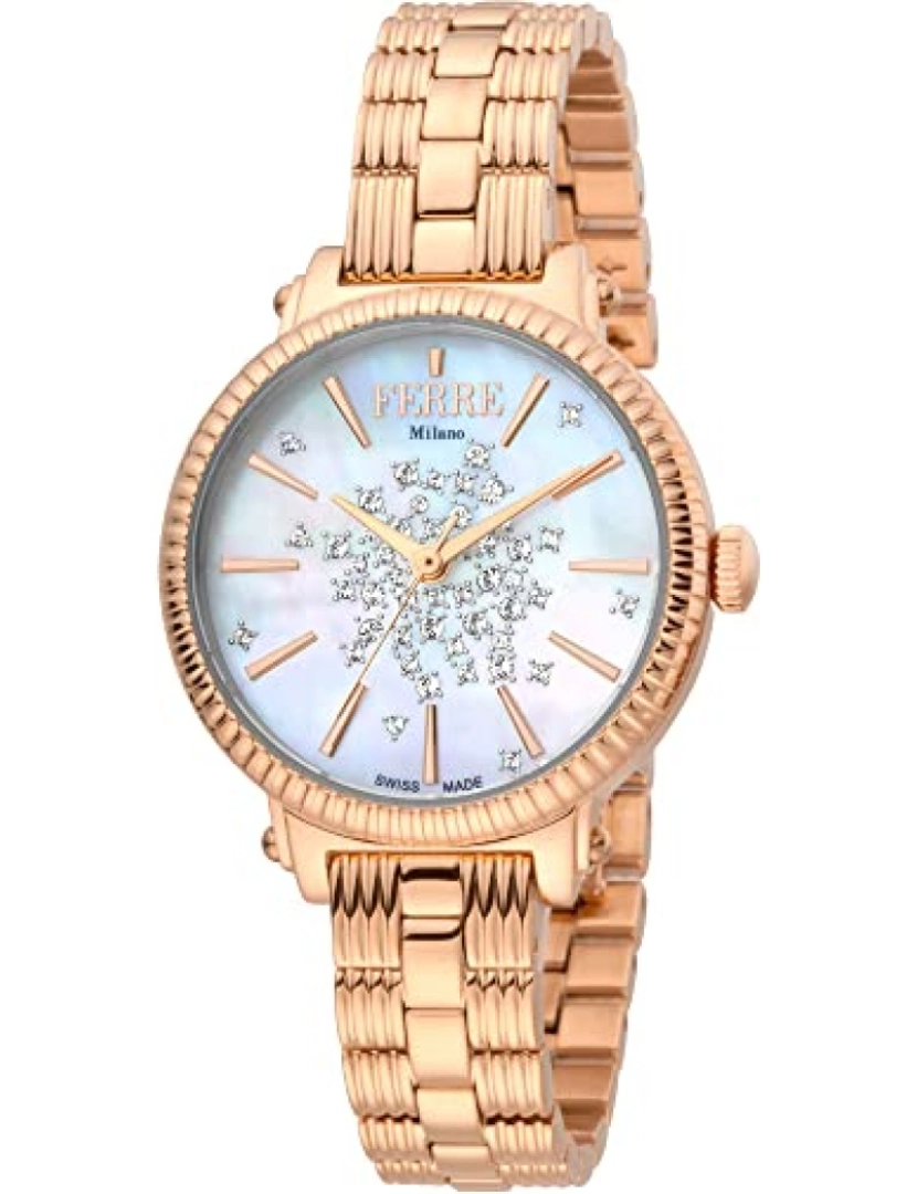 Ferrè Milano - Assista Ferrè Milano Fm1L169M0071 Chapa de aço inoxidável Cor: Rosa de Ouro Dial Analógico maternidade mulher