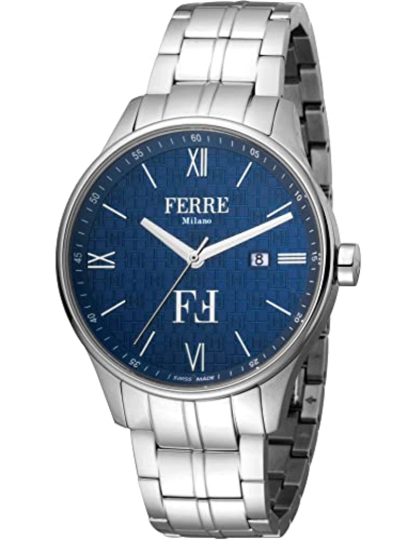 Ferrè Milano - Assista Ferrè Milano Fm1G112M0251 Pulseira de aço inoxidável cor: Metálico Dial Blue Analog Man