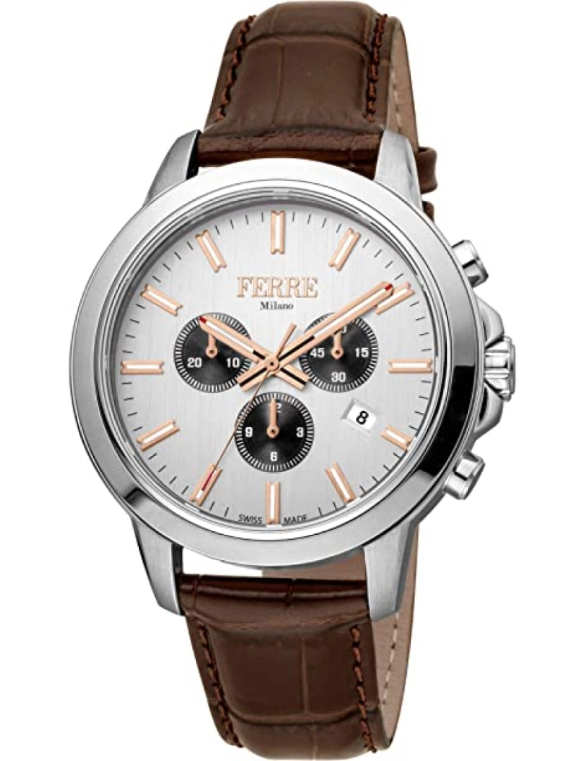 Ferrè Milano - Assista Ferrè Milano Fm1G153L0011 Pulseira de aço inoxidável cor: Brown Dial prata cronógrafo Homem