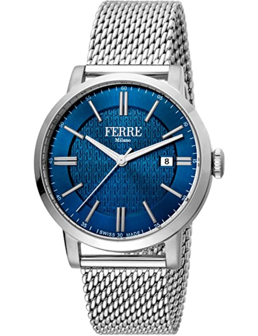 Ferrè Milano - Assista Ferrè Milano Fm1G156M0051 Pulseira de aço inoxidável cor: Metálico Dial Blue Analog Man