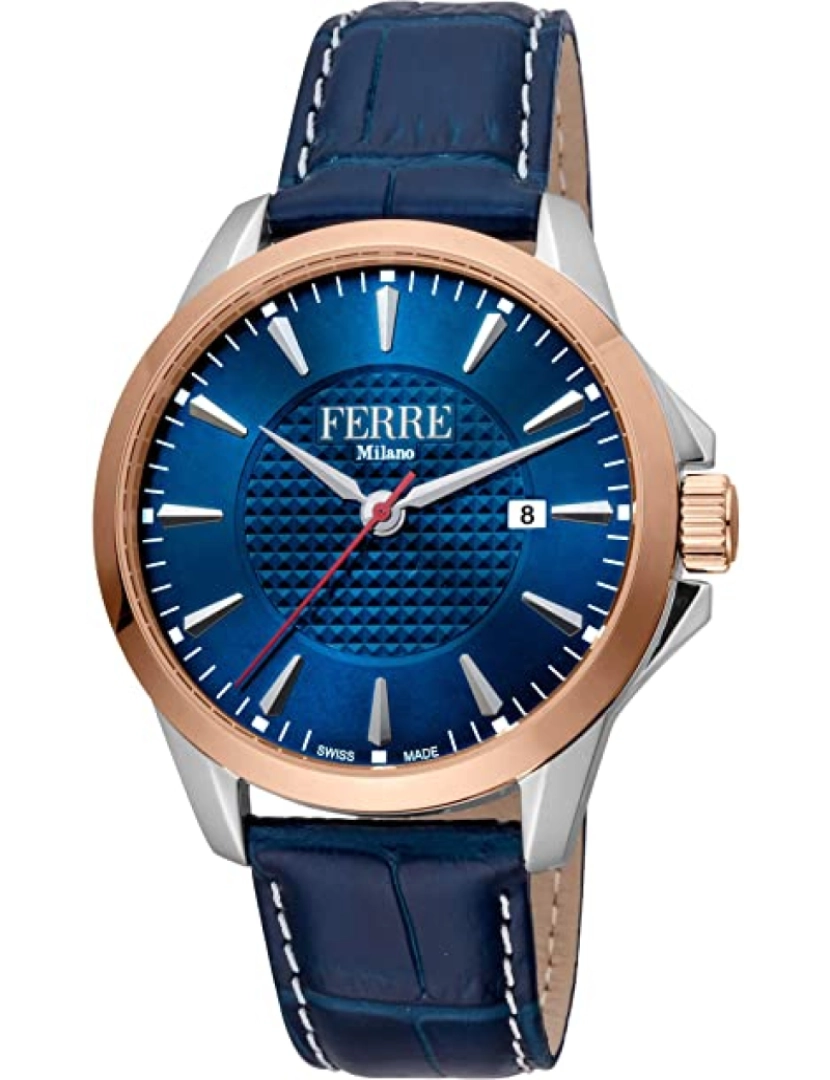 Ferrè Milano - Assista Ferrè Milano Fm1G157L0021 Chapa de aço inoxidável Cor: Azul Dial Analógico Azul Masculino