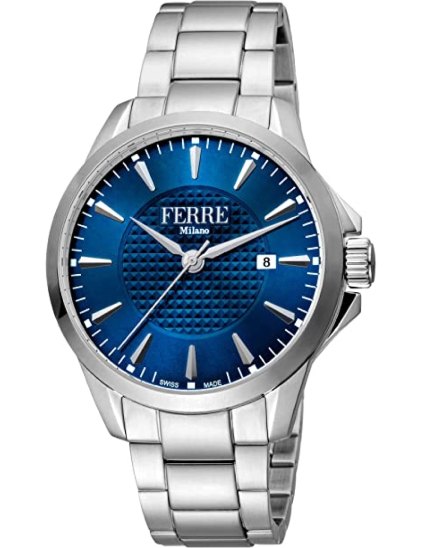 Ferrè Milano - Assista Ferrè Milano Fm1G157M0051 Pulseira de aço inoxidável cor: Metálico Dial Blue Analog Man