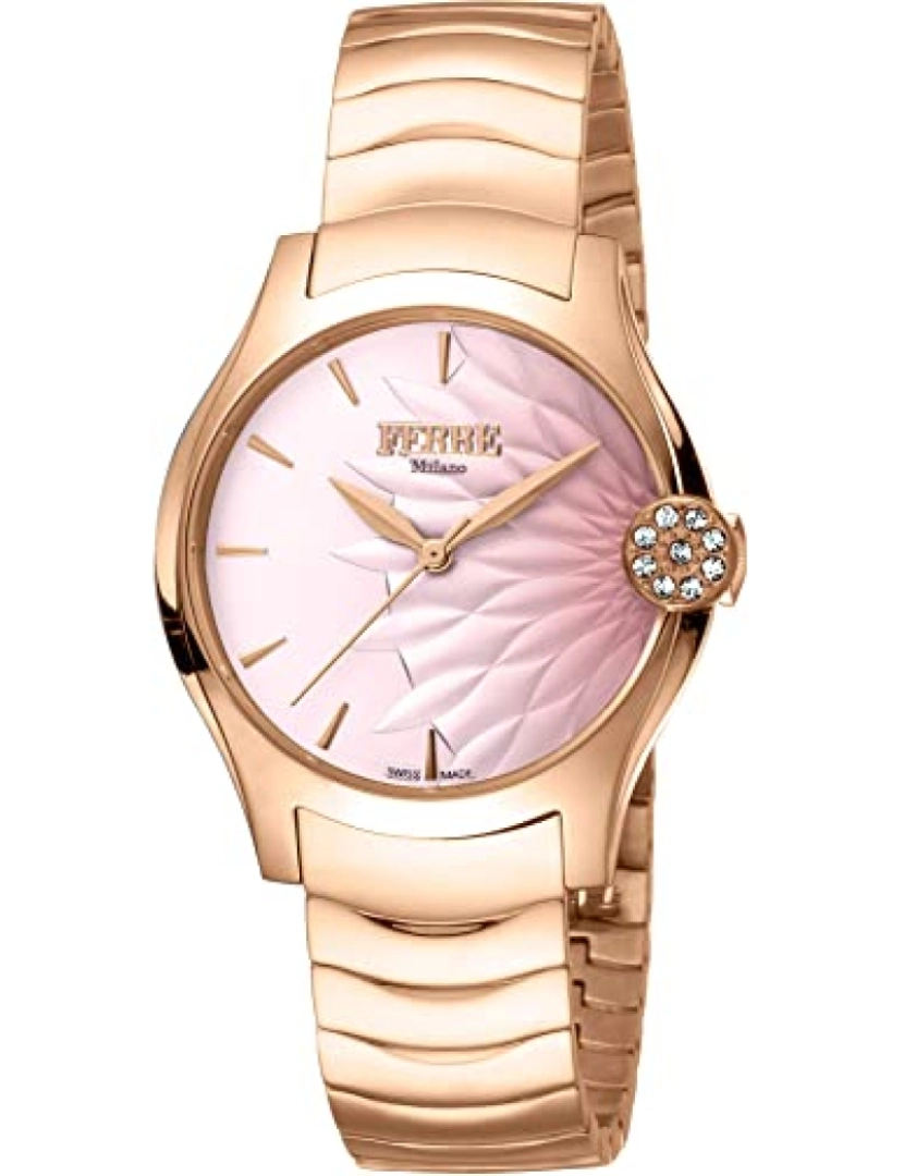 Ferrè Milano - Assista Ferrè Milano Fm1L121M0081 Chapa de aço inoxidável Cor: ouro rosa Dial Analógico Rose mulher