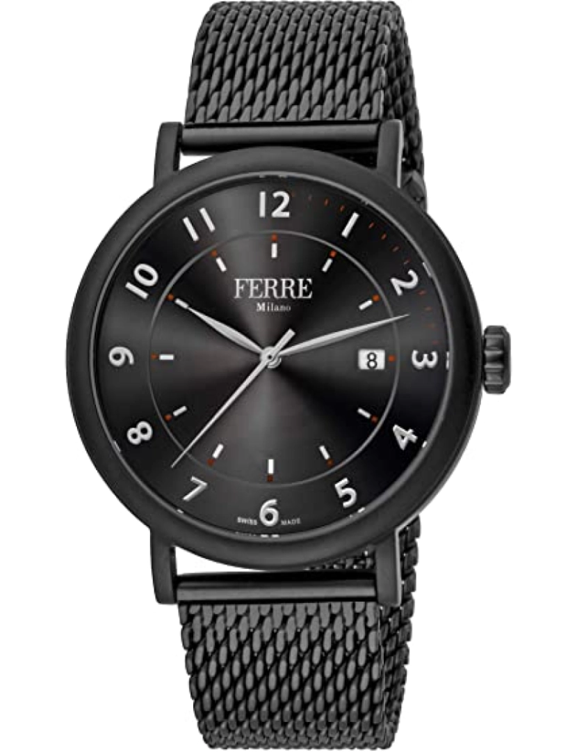 Ferrè Milano - Assista Ferrè Milano Fm1G11M0061 Chapa de aço inoxidável Cor: Preto Dial Preto Analog Man