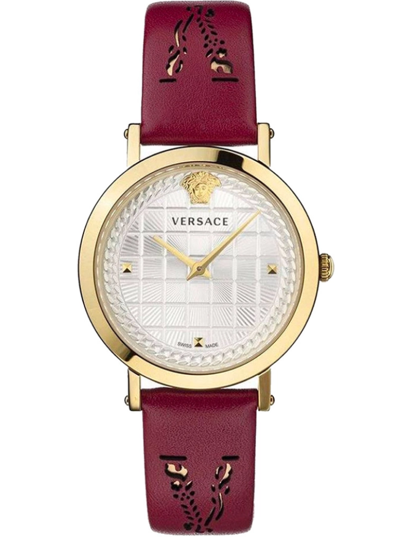 Versace - Pulseira de Versace Relógio - Velv00320 Cor da cinta: Carmin vermelho Dial Cinzento mulher de prata