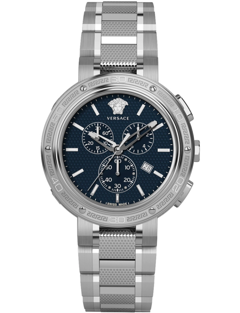 Versace - Pulseira de Versace Cuidado. - Ve2H00321 Cor da cinta: Cinza Dial Azul Noite Masculino