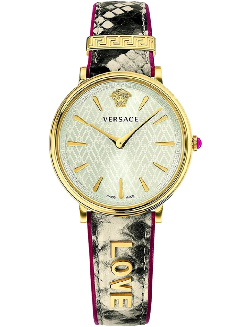 Versace - Pulseira de Versace Relógio - Vbp080017 Cor da cinta: Cinzento Branco Cinzento Dial luminoso Cinza Prata Mulher