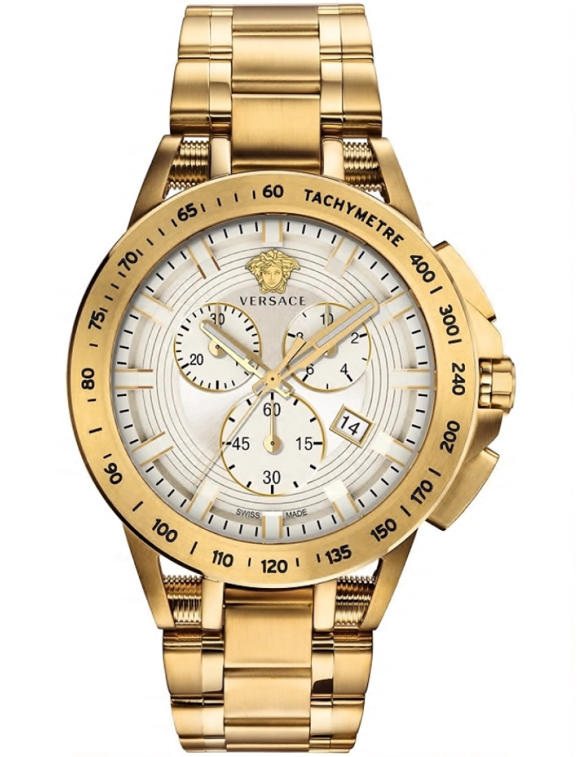 Versace - Pulseira de Versace Cuidado. - Ve3E00721 Cor da cinta: Amarelo Gold Dial Cinza Homem Prata