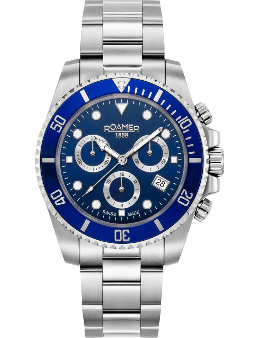 Roamer - Roamer Deep Sea Pulseira Assista 100 - 851837-41-45-20 Cor da cinta: Cinzento azul Dial noite homens