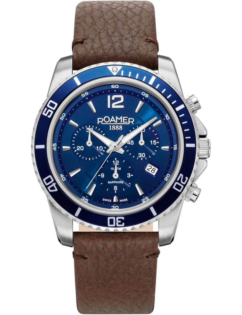 Roamer - Pulseira relógio Roamer Nautic Chrono 100 - 862837-41-45-02 Cor da cinta: Dial de chocolate azul noite Masculino