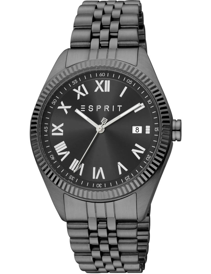 Esprit - Pulseira relógio Esprit Hugh - Es1G365M0065 Cor da cinta: Ferro cinzento Mostrando Homem Negro