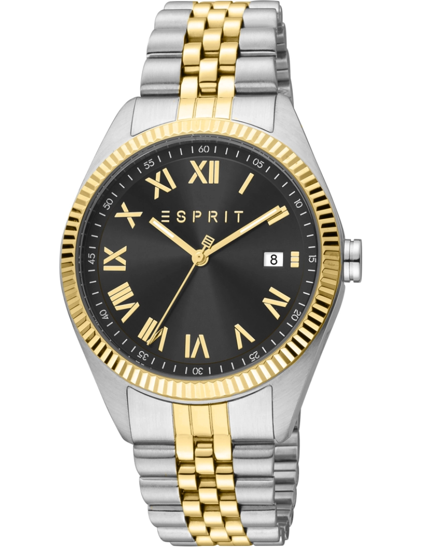 Esprit - Pulseira relógio Esprit Hugh - Es1G365M0075 Cor da cinta: Prata cinza Ouro Amarelo Mostrando Homem Negro