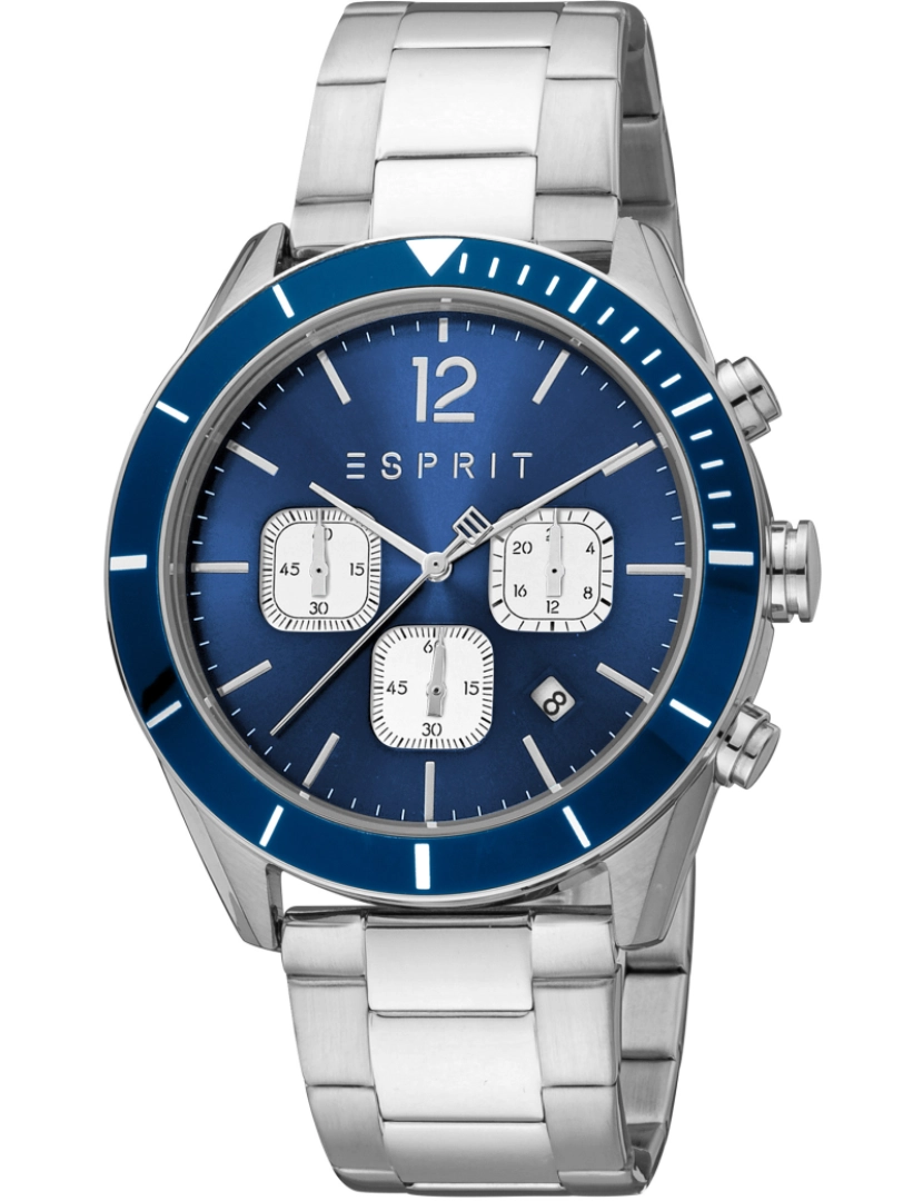 Esprit - Esprit Rob pulseira relógio - Es1G372M0055 Cor da cinta: Prata cinza Mostrando Homem Noite Azul