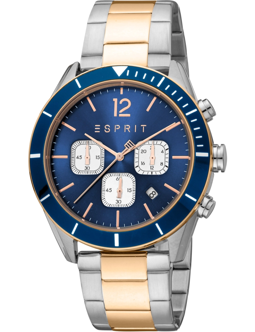 Esprit - Esprit Rob pulseira relógio - Es1G372M0085 Cor da cinta: Prata cinza Rosa Dial Azul Noite Masculino