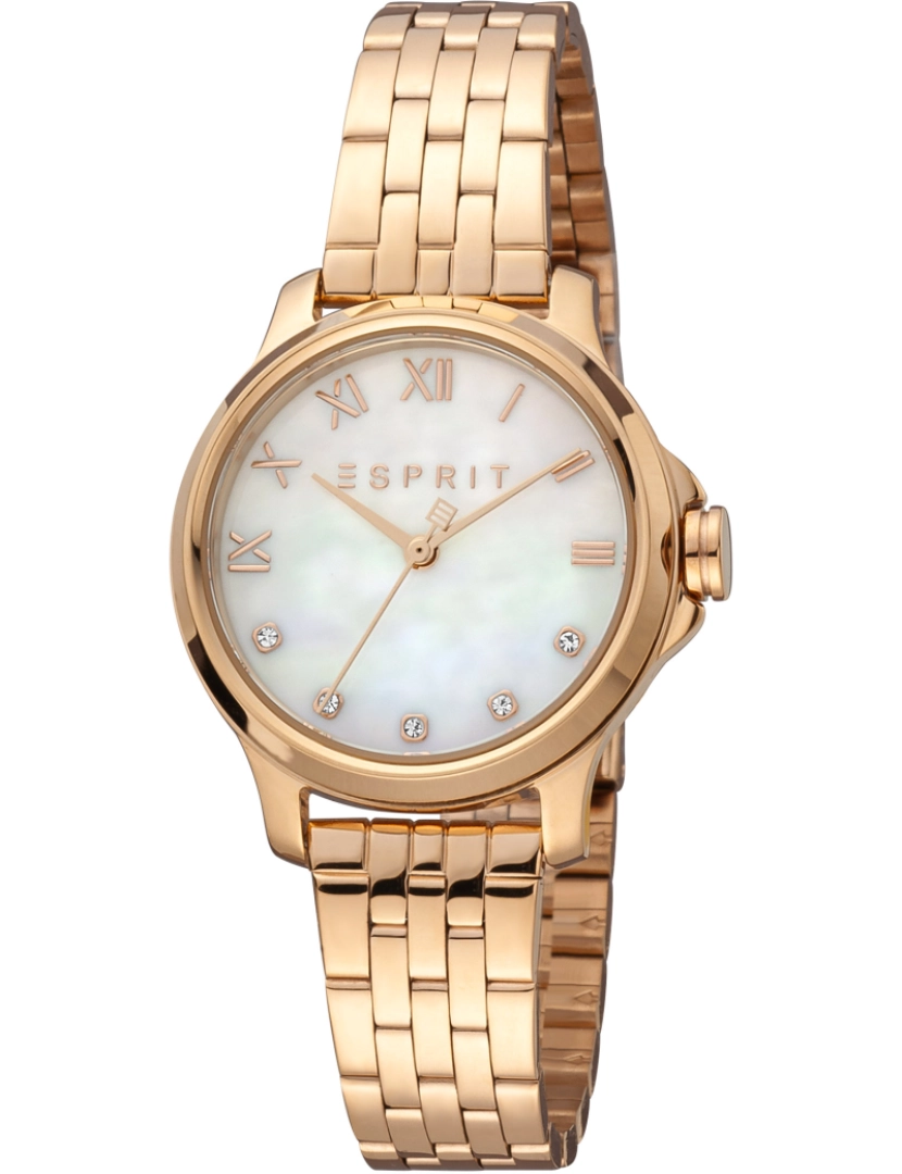 Esprit - Pulseira relógio Esprit Bent Ii - Es1L144M3085 Cor da cinta: Rosa Gold Dial Mãe de Pearl Branco Mulher Velha