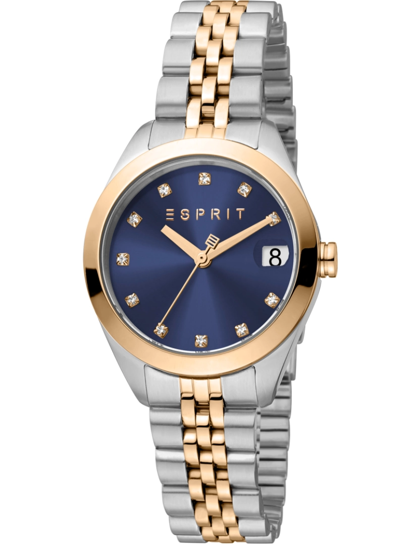 Esprit - Esprit Madison Relógio pulseira - Es1L295M0245 Cor Correa: Prata cinza Rosa Dial azul noite mulher
