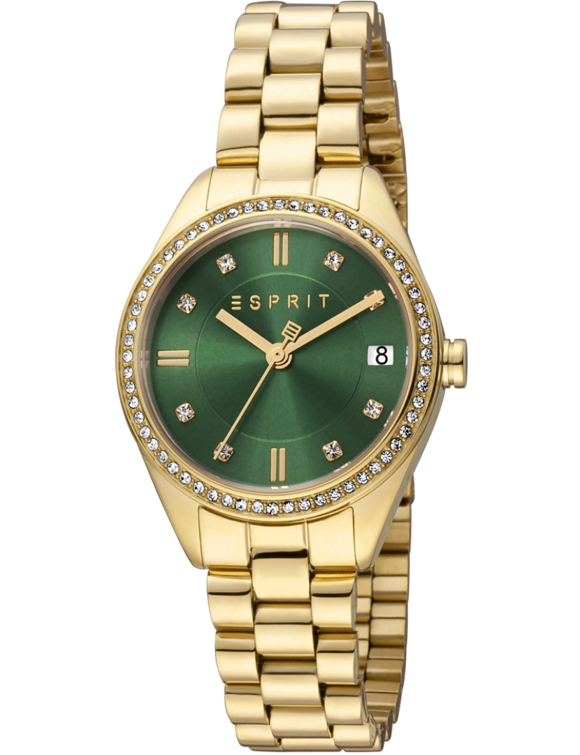 Esprit - Pulseira relógio Esprit Alia - Es1L341M0085 Cor da cinta: Amarelo Gold Dial Verde Garrafa mulher