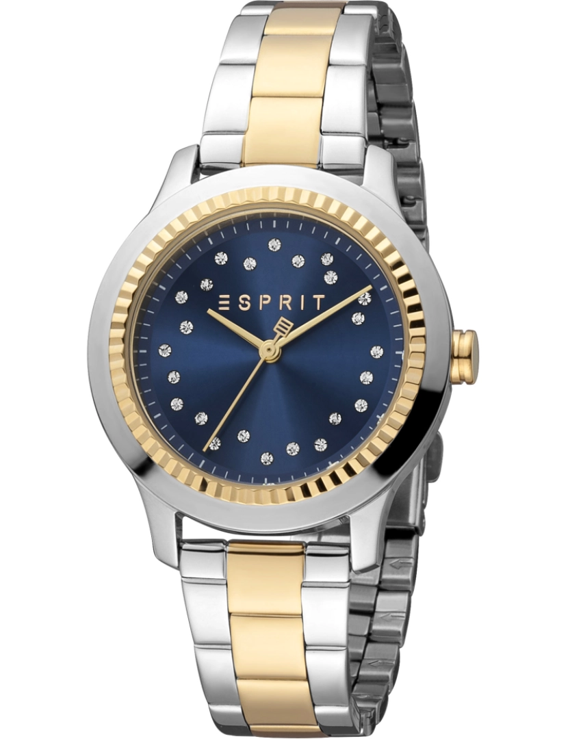 Esprit - Pulseira relógio Esprit Joyce - Es1L351M0125 Cor: Cinzento Prata Ouro Amarelo Dial Azul Noite Mulher