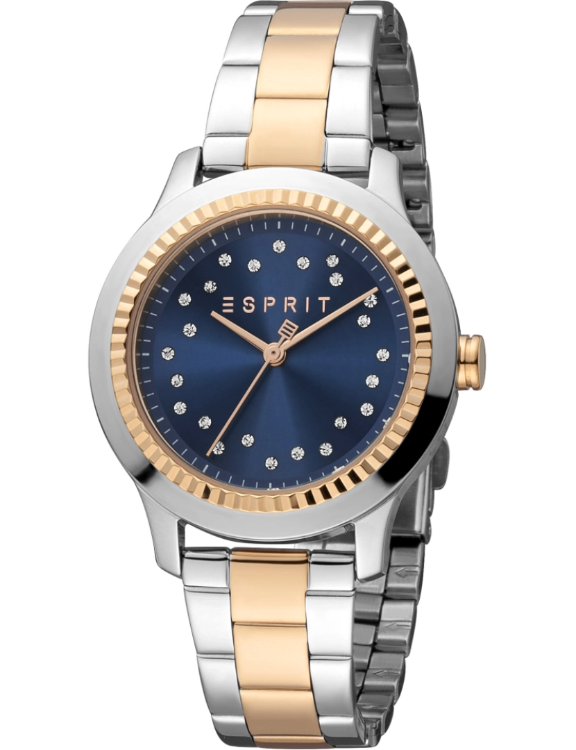 Esprit - Pulseira relógio Esprit Joyce - Es1L351M0145 Cor Correa: Prata cinza Rosa de Ouro Dial azul noite mulher