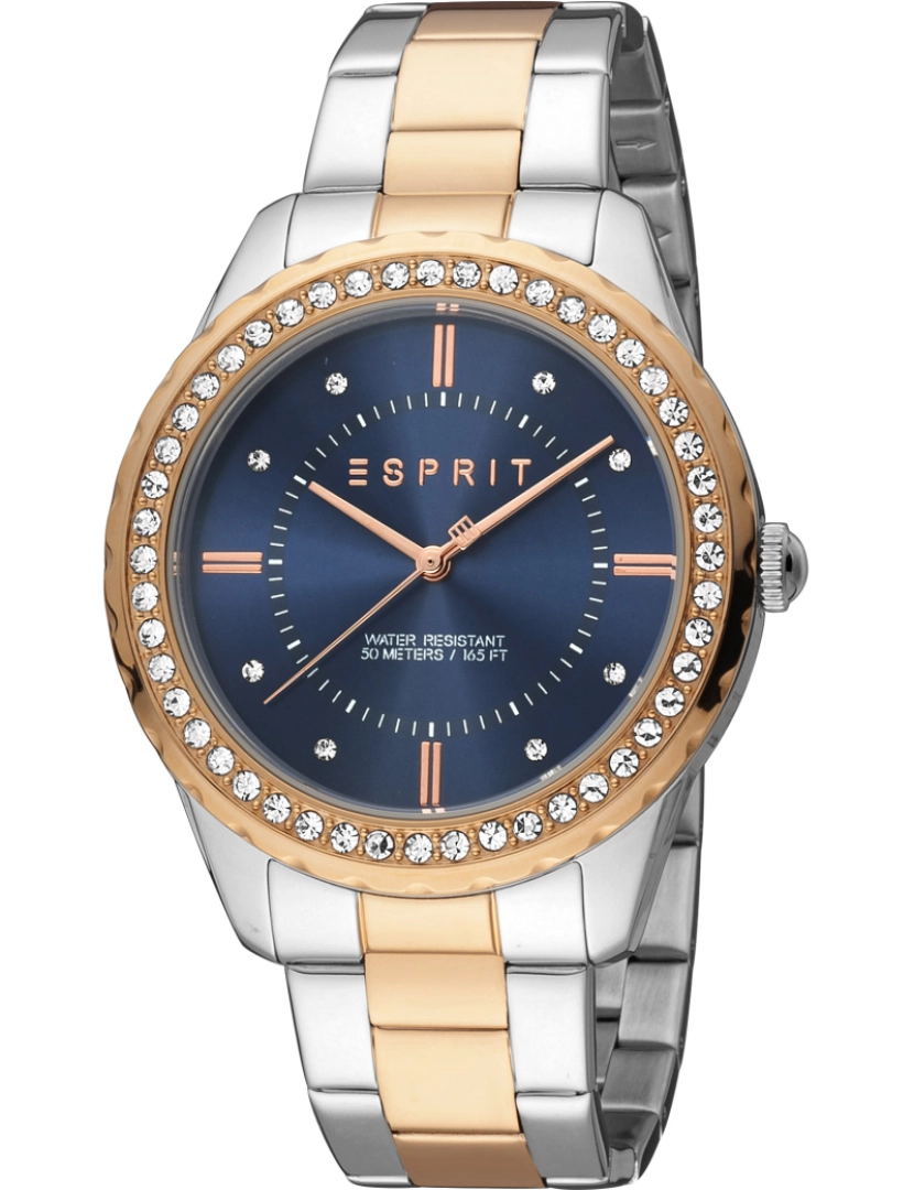 Esprit - Pulseira relógio Esprit Skyler Xl - Es1L353M0105 Cor Correa: Prata cinza Rosa Dial azul noite mulher