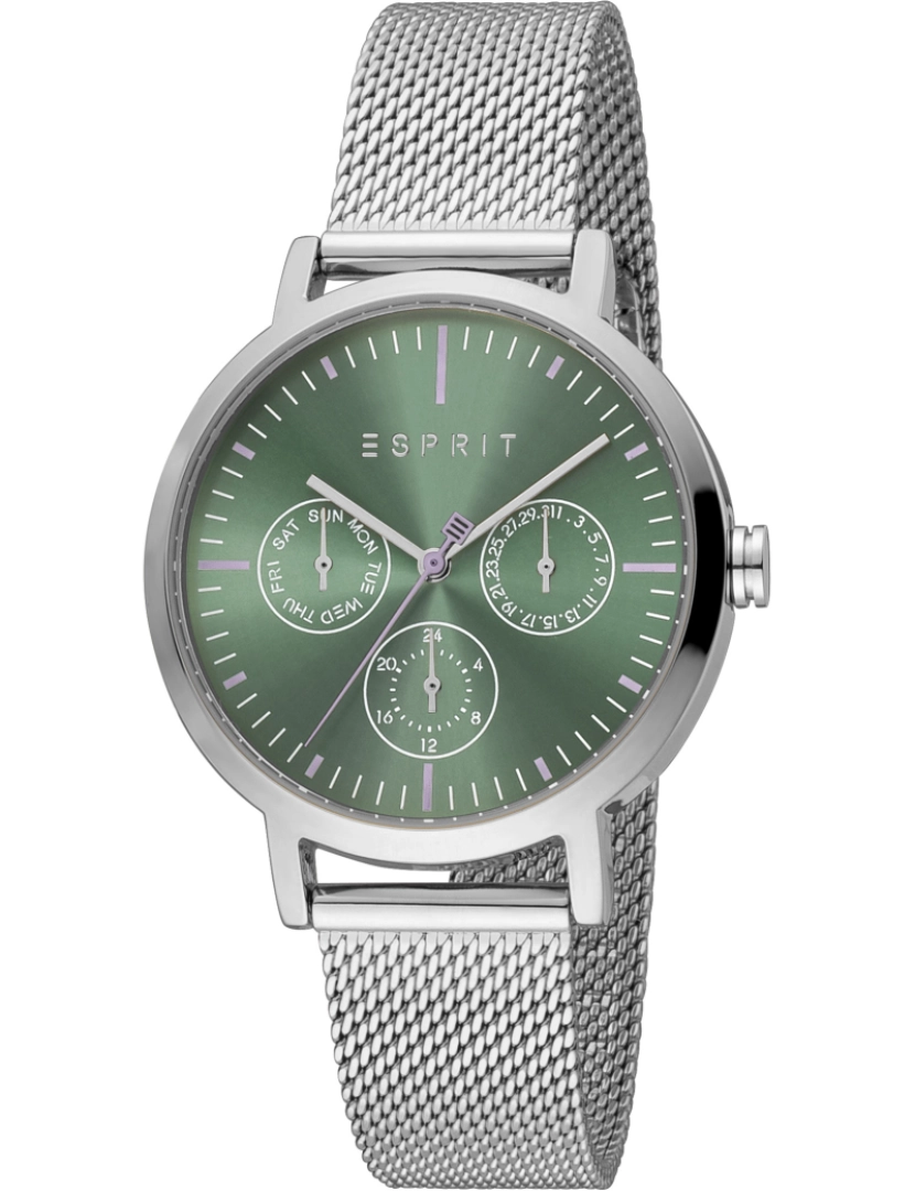 Esprit - Pulseira relógio Esprit Beth - Es1L364M0055 Cor da cinta: Prata cinza Dial mulher verde