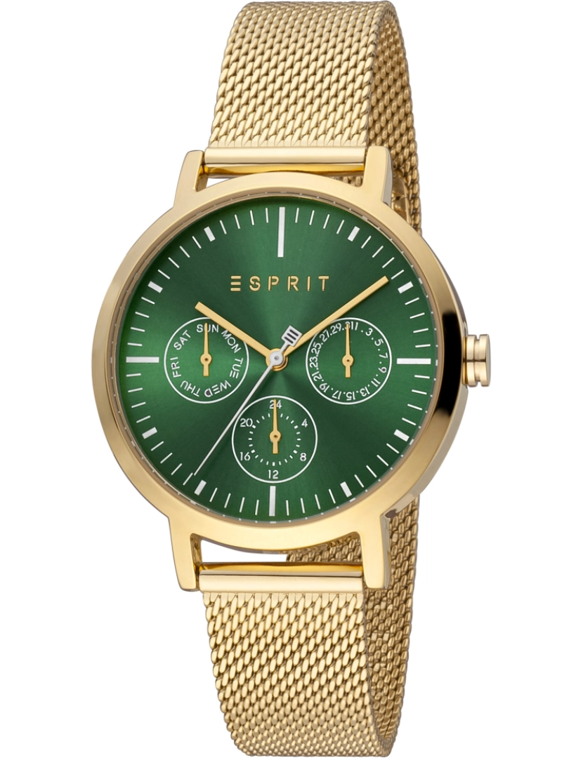 Esprit - Pulseira relógio Esprit Beth - Es1L364M0085 Cor da cinta: Amarelo Gold Dial Verde Garrafa mulher