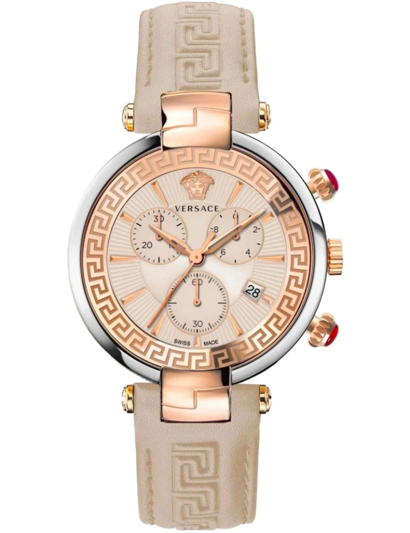 Versace - Pulseira de Versace Cuidado. - Ve2M00321 Cor da cinta: Bege Dial ouro Rose mulher