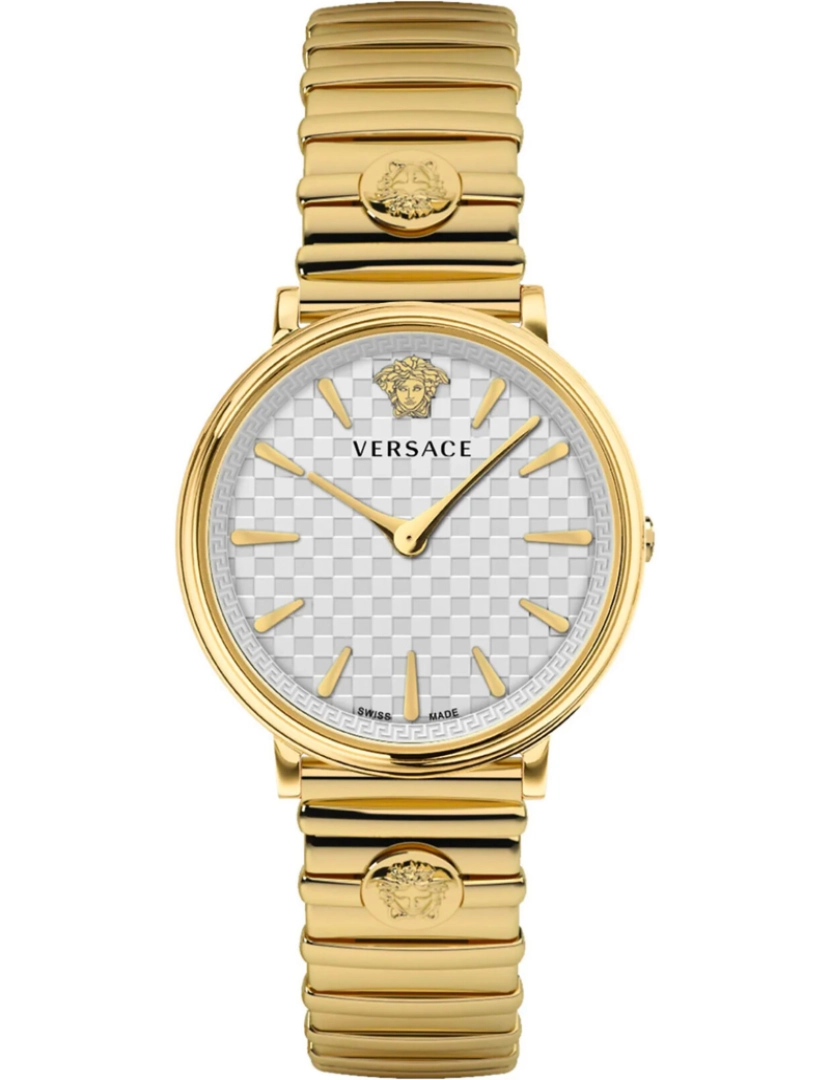 imagem de Pulseira de Versace Relógio - Ve8104822 Cor da cinta: Amarelo Gold Dial Branco Mulher1