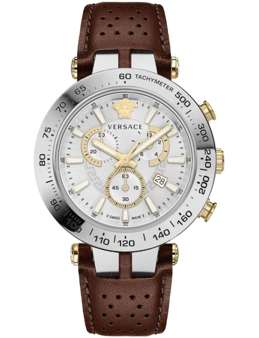 imagem de Pulseira de Versace Relógio - Vejb00122 Cor da pulseira: Cinza Dial Brown Homem Prata1