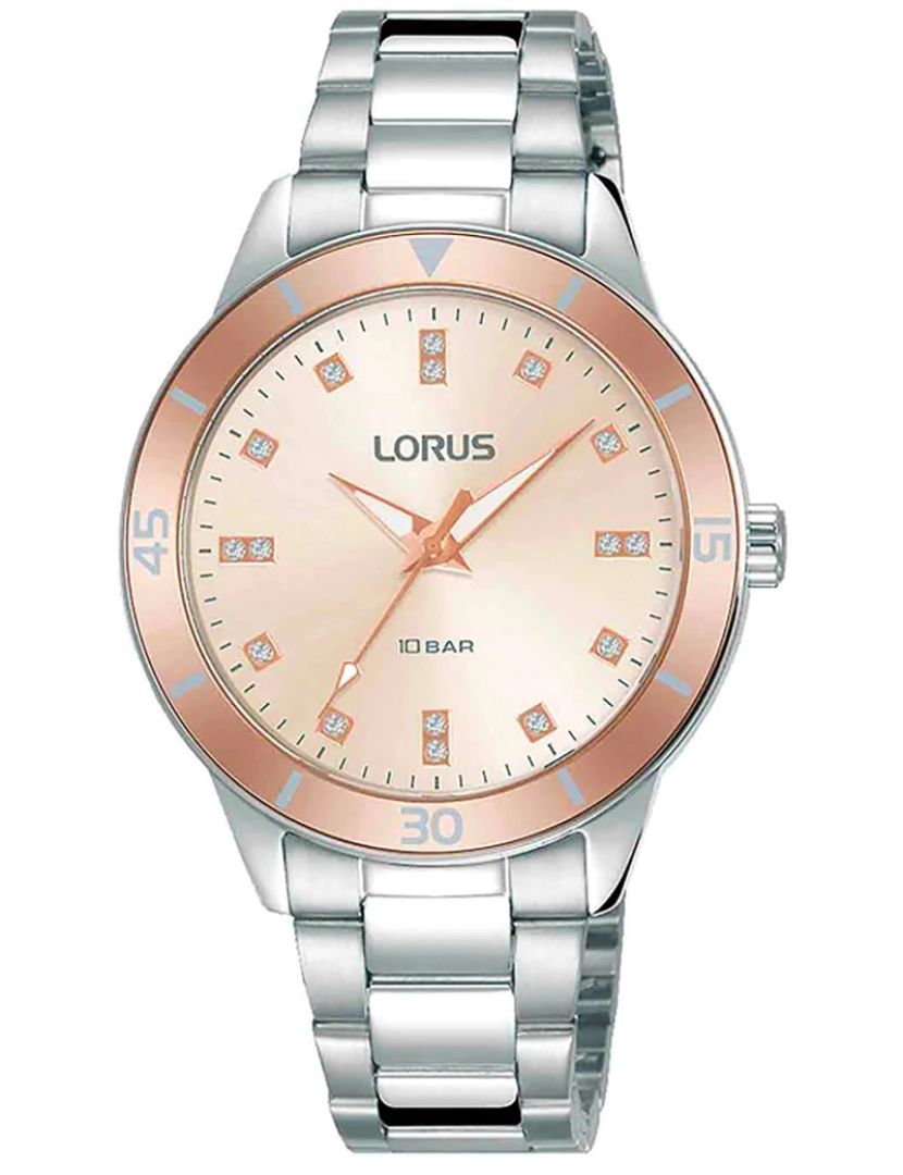 Lorus - Relógio Lorus Lady Pulseira - Rg241Rx9 Cor da cinta: Prata cinza Mostrando mulher de salmão vermelho