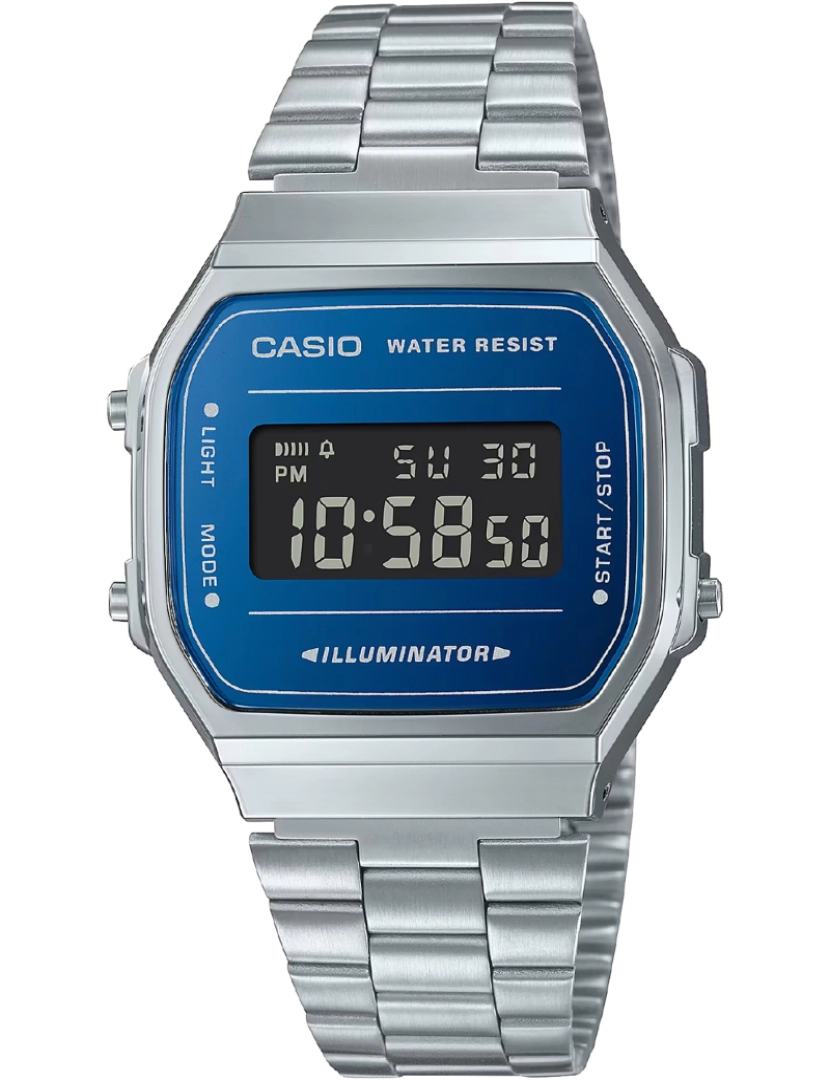 imagem de Casio Retro Vintage Pulseira Relógio - A168Wem-2Bef Strap cor: Cinza Prata Dial Lcd Azul Unisex1
