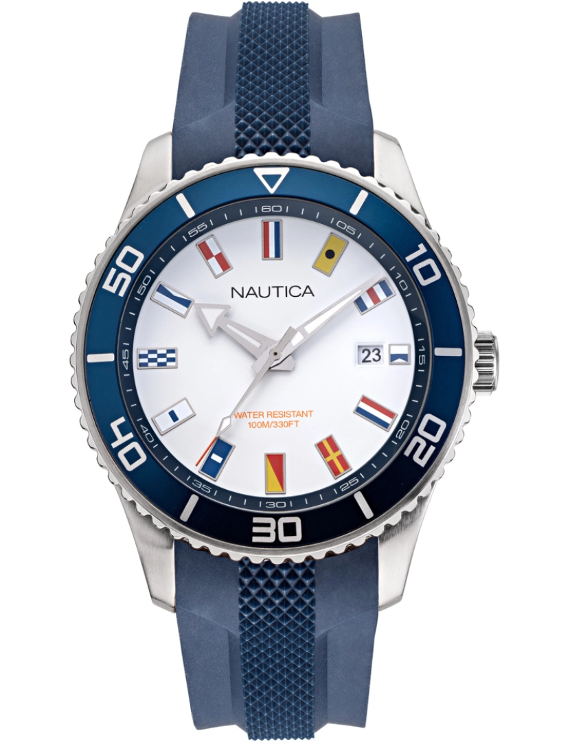 imagem de Relógio Pulseira náutica - Nappbf914 Cor da cinta: Azul Dial Branco Masculino1