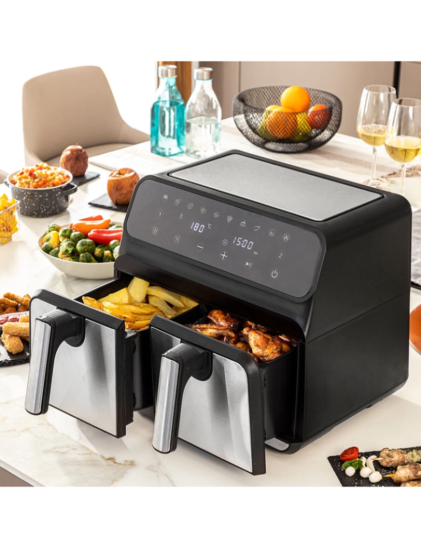 Innovagoods - Fritadeira Sem Óleo InnovaGoods Fryinn Double 8000 Preto Aço Inoxidável 3400 W 8 L