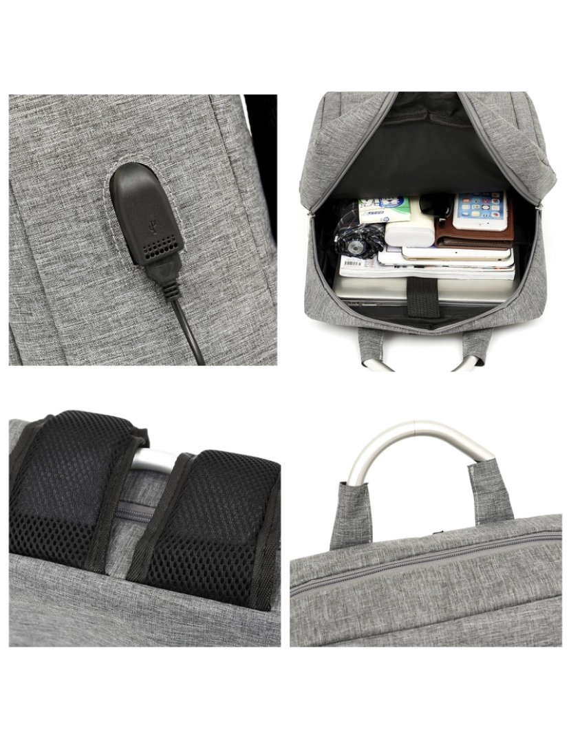 imagem de DAM Mochila para laptop  com interface de carregamento USB. 30x12x42 cm. Cor preta6