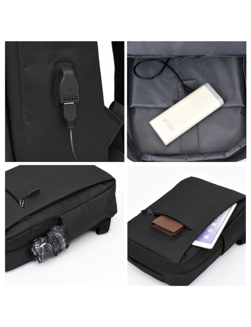 imagem de DAM Mochila para laptop  com interface de carregamento USB. 30x13x42 cm. Cor preta6