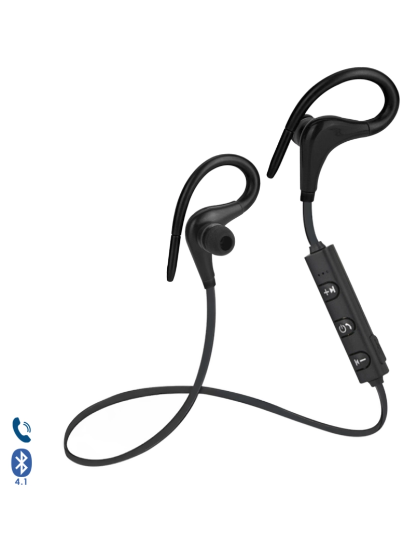 DAM - DAM Fones de ouvido esportivos  Blueooth 4.1 com viva-voz e controle remoto. 3,5x2,5x5,5cm. Cor preta