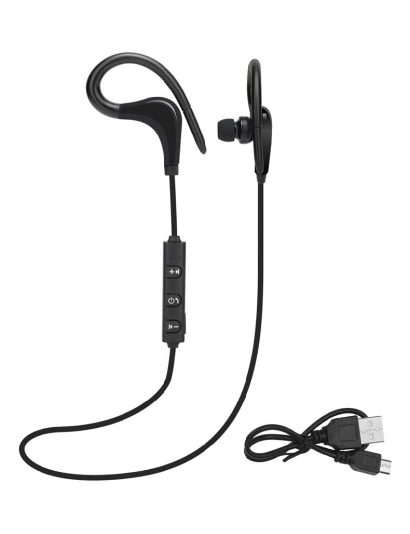 imagem de DAM Fones de ouvido esportivos  Blueooth 4.1 com viva-voz e controle remoto. 3,5x2,5x5,5cm. Cor preta5