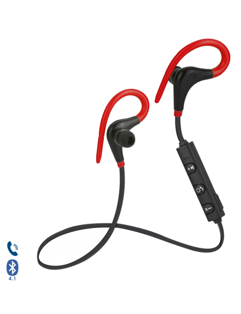 DAM - DAM Fones de ouvido esportivos  Blueooth 4.1 com viva-voz e controle remoto. 3,5x2,5x5,5cm. cor vermelha