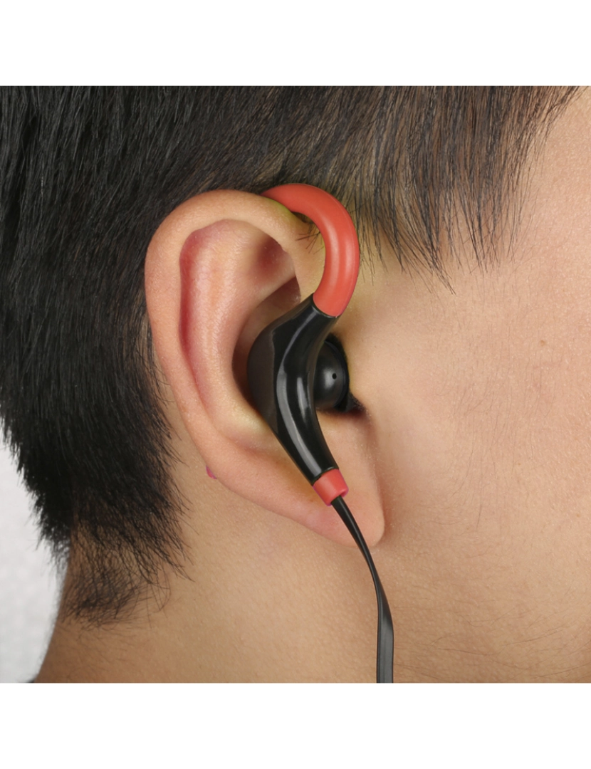 imagem de DAM Fones de ouvido esportivos  Blueooth 4.1 com viva-voz e controle remoto. 3,5x2,5x5,5cm. cor vermelha2