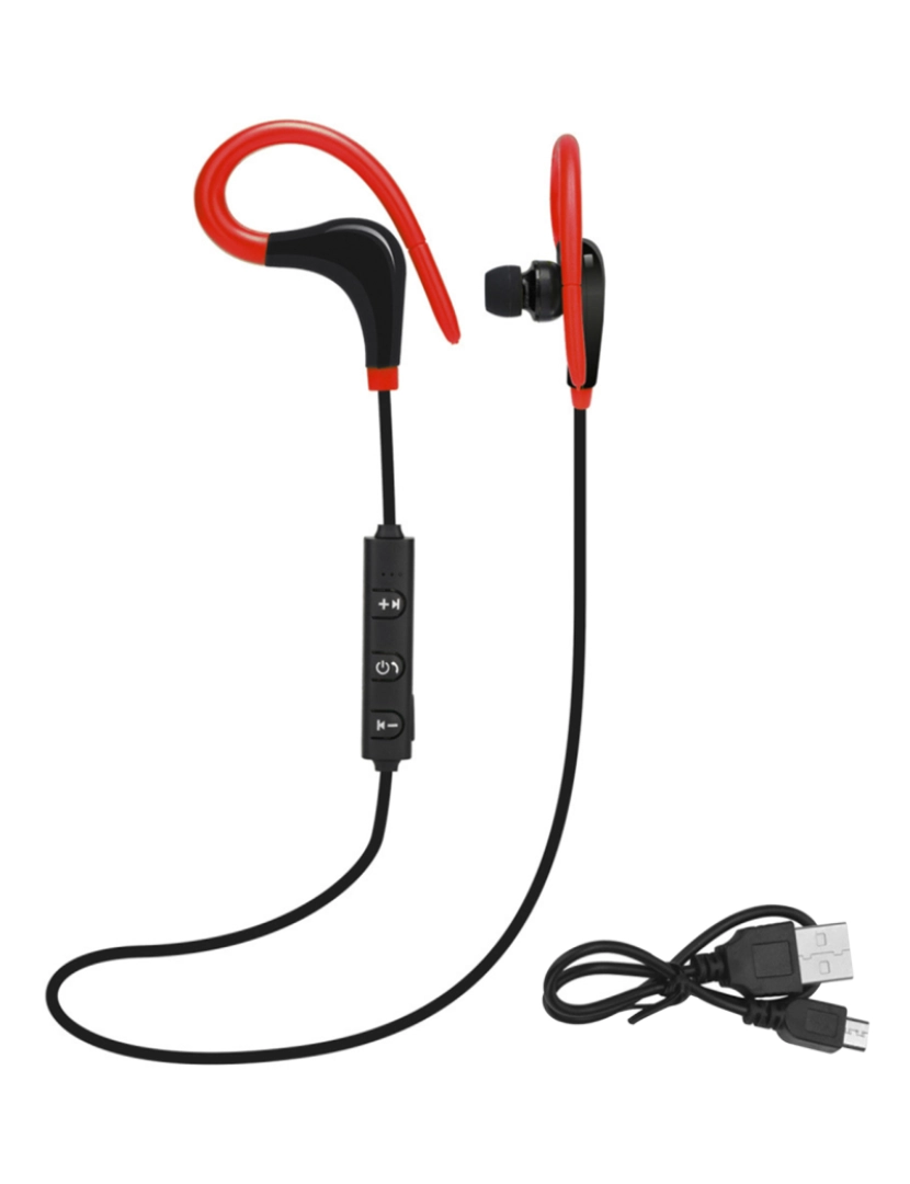 imagem de DAM Fones de ouvido esportivos  Blueooth 4.1 com viva-voz e controle remoto. 3,5x2,5x5,5cm. cor vermelha5