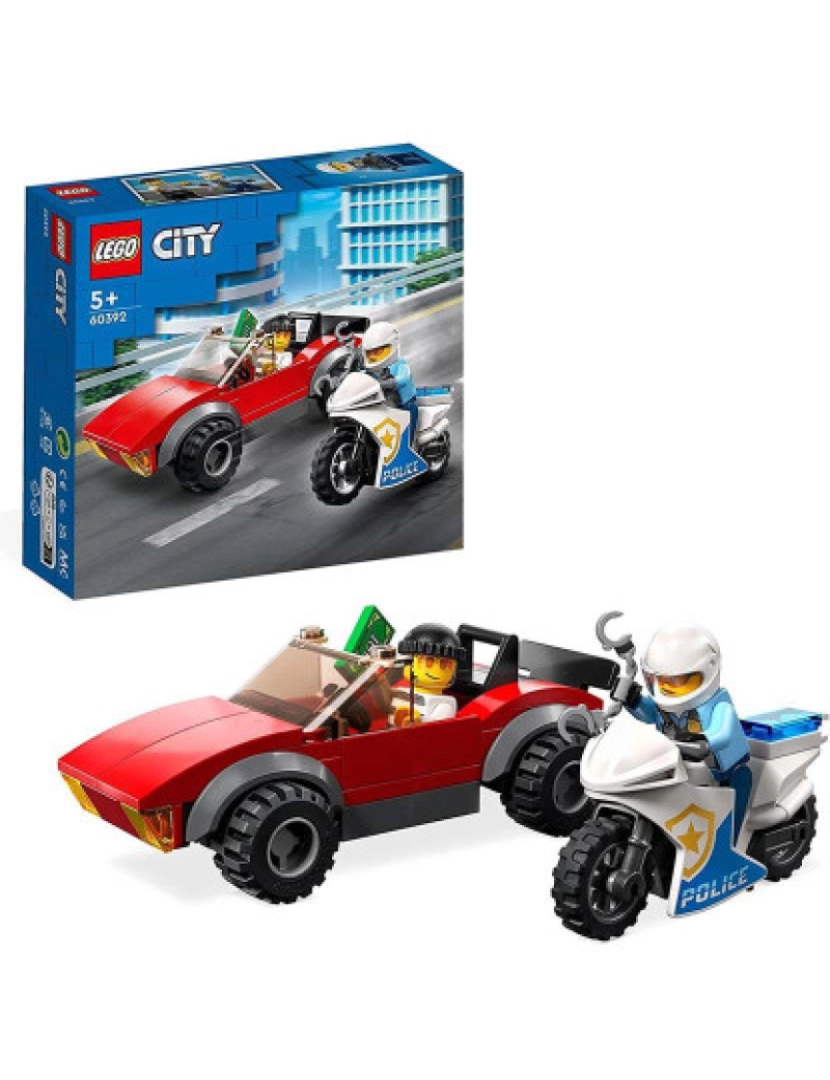 Lego - LEGO CITY PERSEGUI.DE CARRO COM MOTO POLICIA 60392