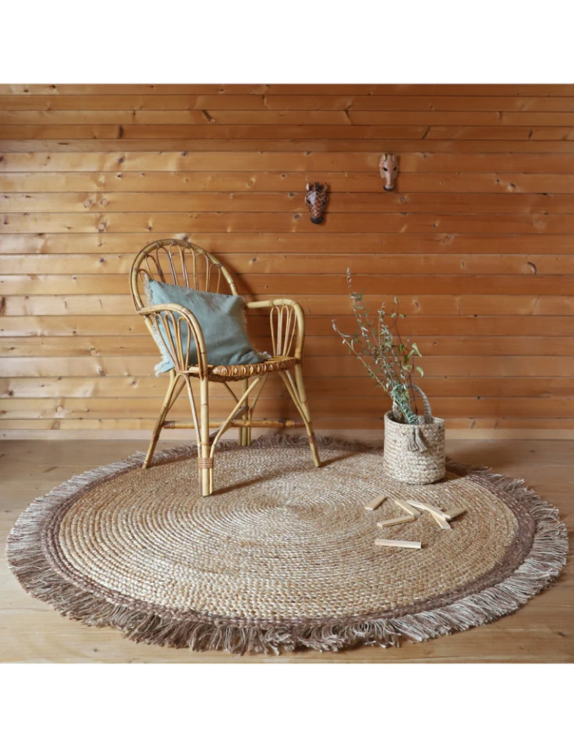 imagem de Tar Tapis Jute Rond com Franges2