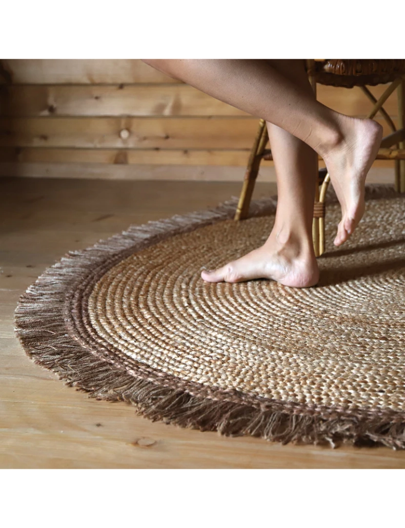 imagem de Tar Tapis Jute Rond com Franges3