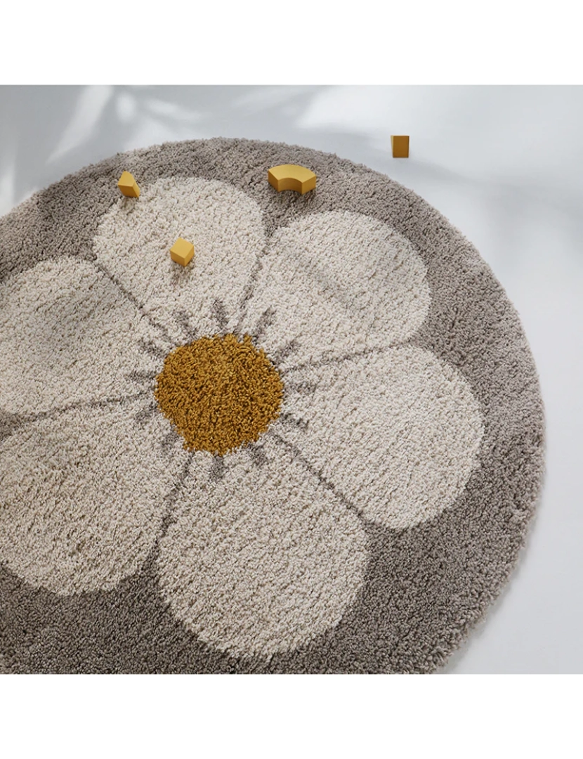 imagem de Bohemian Daisy Carpet Crianças Bege redondo2