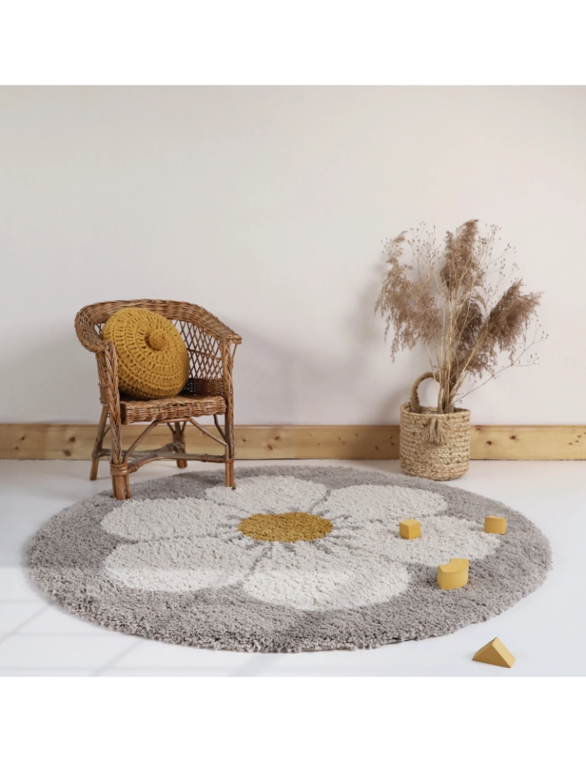 imagem de Bohemian Daisy Carpet Crianças Bege redondo4